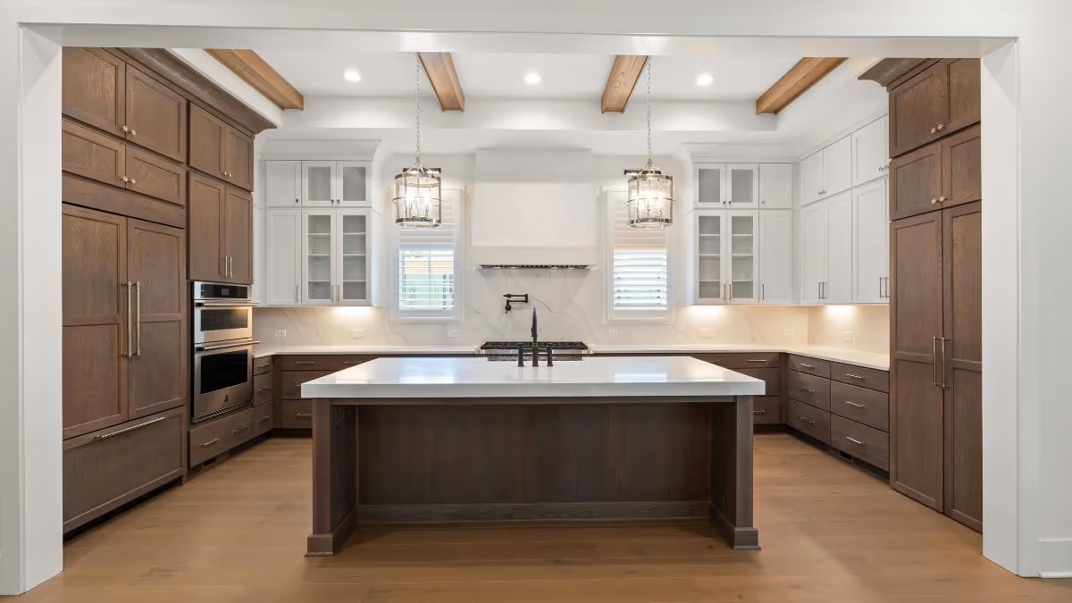 Freshly painted kitchen cabinets in a Hampton Roads home