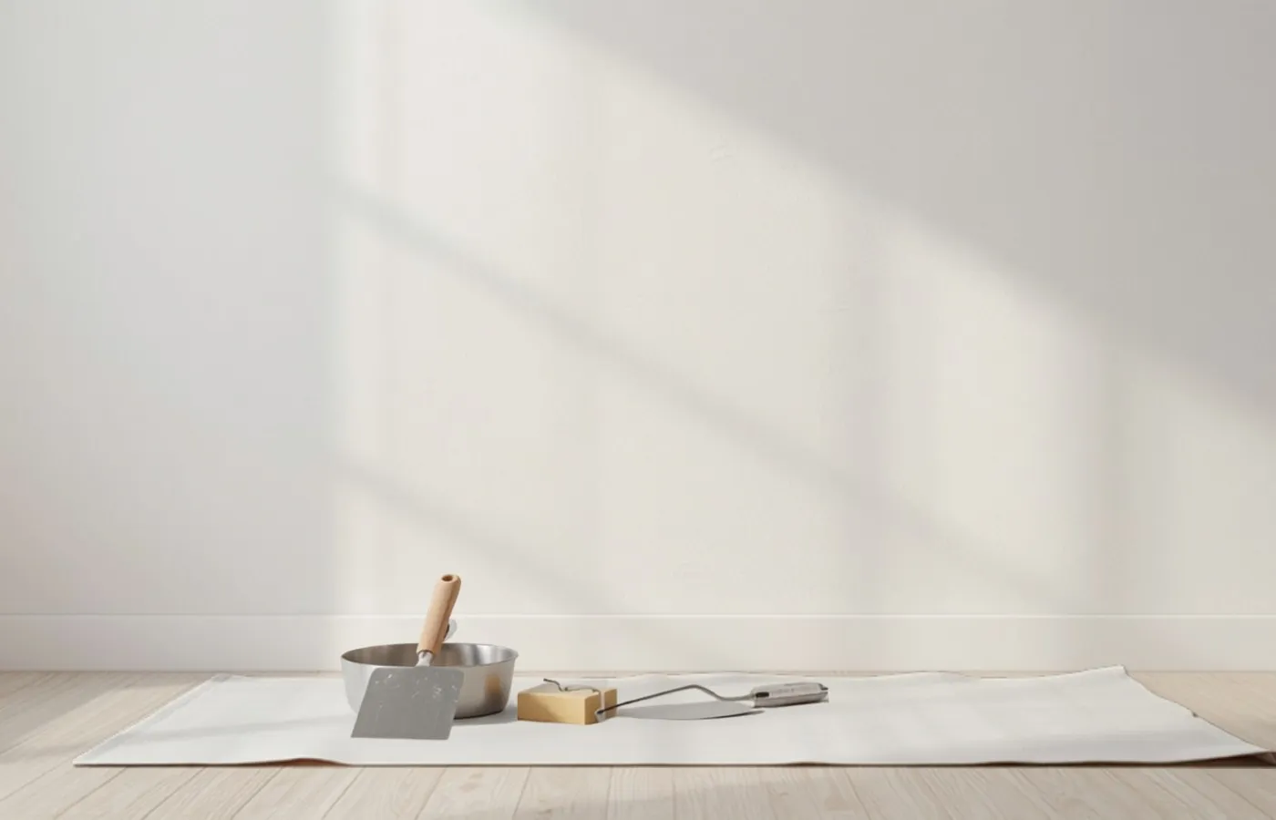 Drywall repair surface prepared for a smooth paint finish