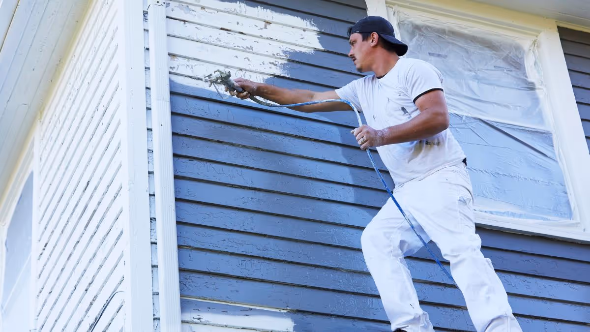 Professional exterior painting preparation on a Hampton Roads home