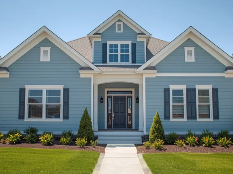 Freshly painted exterior siding on a residential home