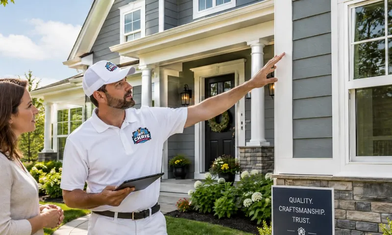 Professional painter reviewing an exterior painting estimate in Hampton Roads