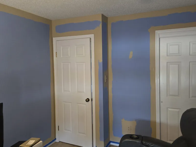 Second view of media room painting progress
