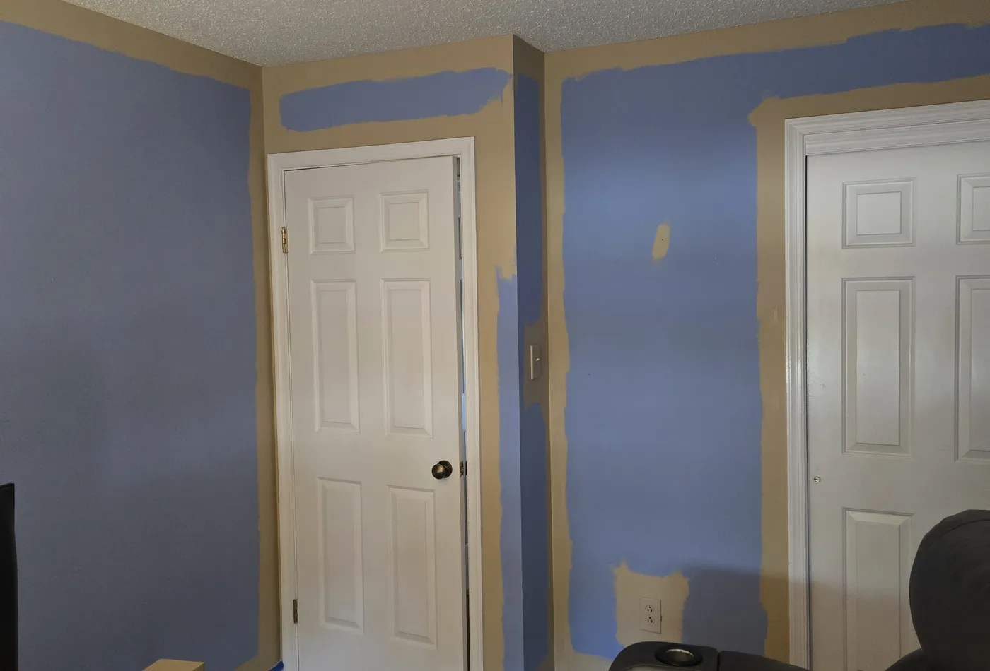 Second view of media room painting progress