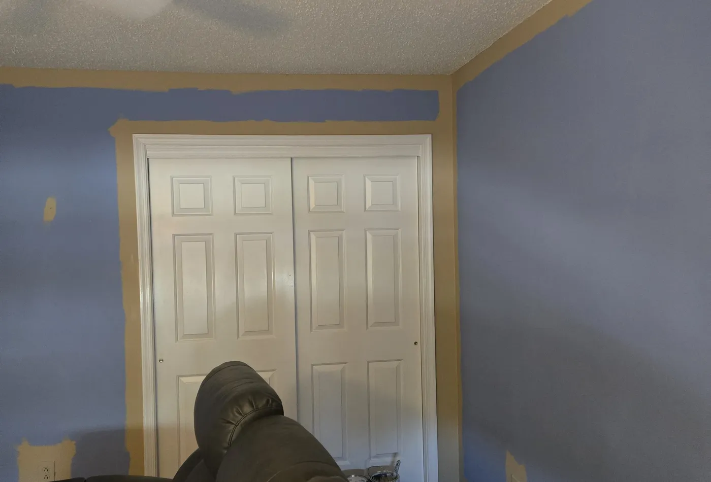 Third view of media room painting progress