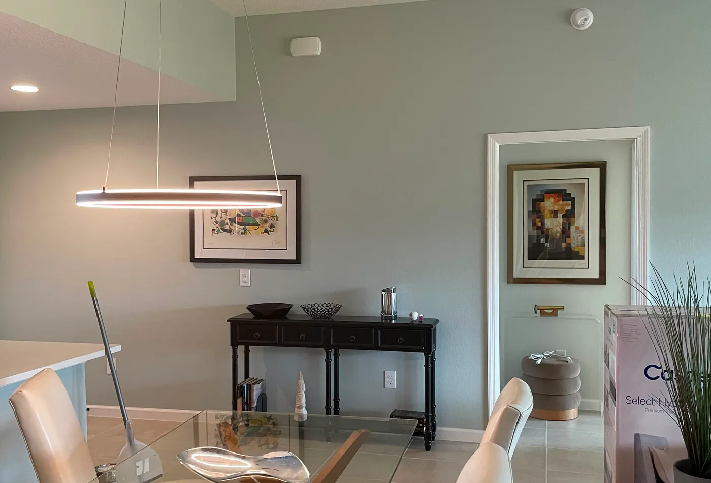 Sage dining room interior repaint with a fresh finish
