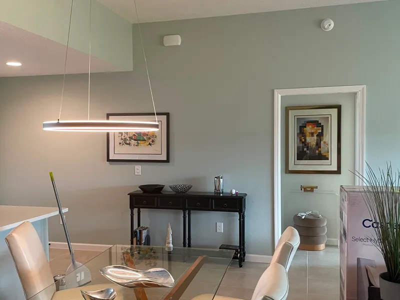 Sage dining room interior repaint with a fresh finish