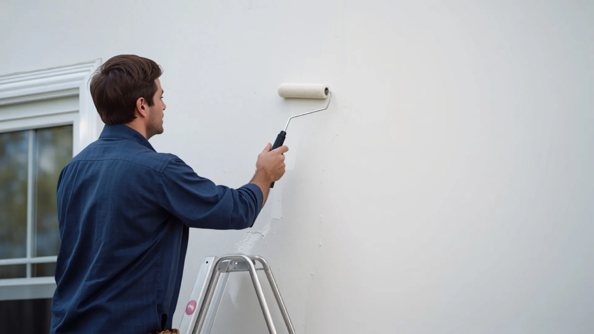 Professional painter preparing an exterior surface